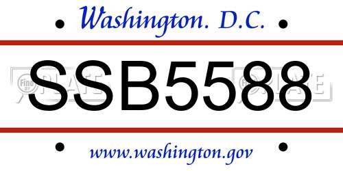 SSB5588 District Of Columbia License Plate