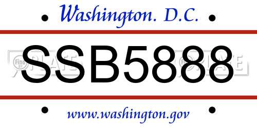 SSB5888 District Of Columbia License Plate