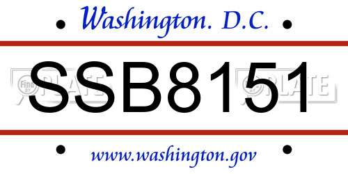 SSB8151 District Of Columbia License Plate