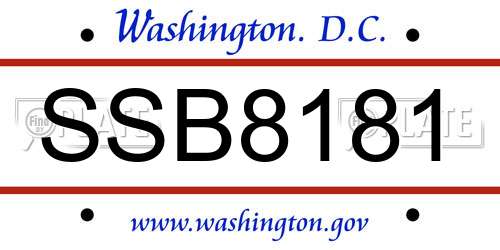 SSB8181 District Of Columbia License Plate