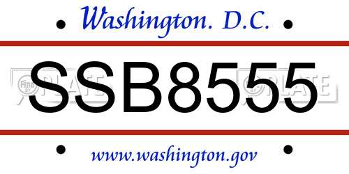 SSB8555 District Of Columbia License Plate