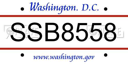 SSB8558 District Of Columbia License Plate
