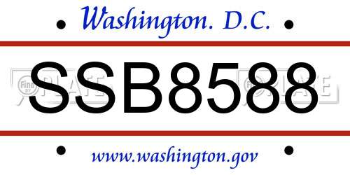 SSB8588 District Of Columbia License Plate