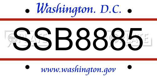 SSB8885 District Of Columbia License Plate