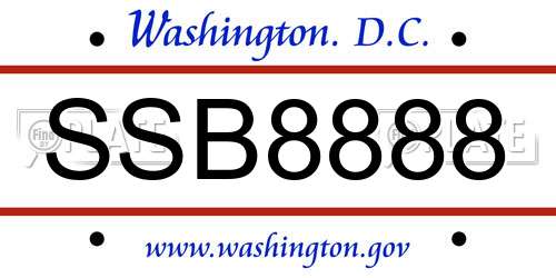 SSB8888 District Of Columbia License Plate
