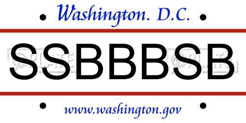 SSBBBSB District Of Columbia License Plate