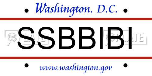 SSBBIBI District Of Columbia License Plate