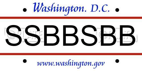 SSBBSBB District Of Columbia License Plate