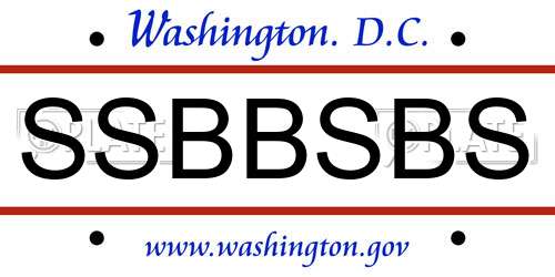 SSBBSBS District Of Columbia License Plate
