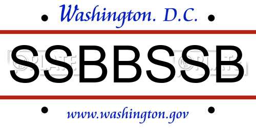 SSBBSSB District Of Columbia License Plate
