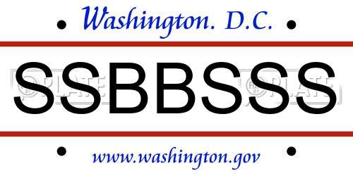 SSBBSSS District Of Columbia License Plate