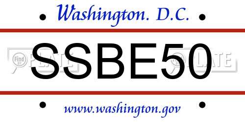 SSBE50 District Of Columbia License Plate