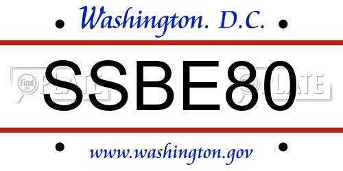 SSBE80 District Of Columbia License Plate