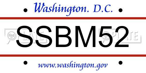 SSBM52 District Of Columbia License Plate
