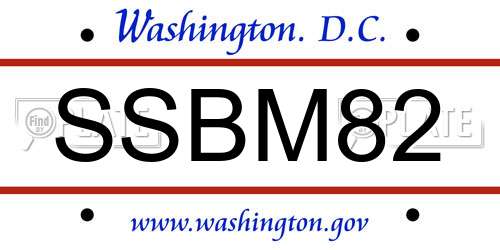 SSBM82 District Of Columbia License Plate