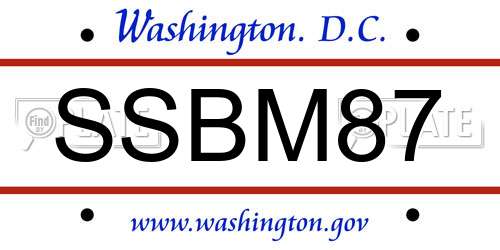 SSBM87 District Of Columbia License Plate