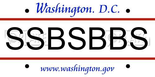 SSBSBBS District Of Columbia License Plate