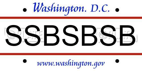 SSBSBSB District Of Columbia License Plate