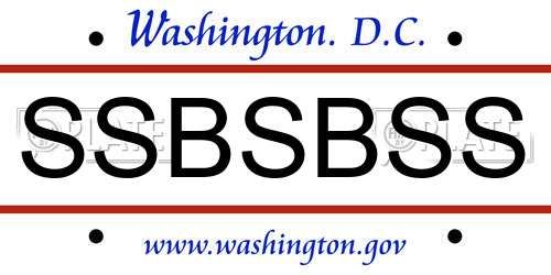 SSBSBSS District Of Columbia License Plate
