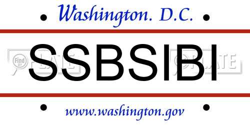 SSBSIBI District Of Columbia License Plate