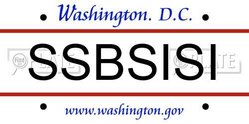 SSBSISI District Of Columbia License Plate