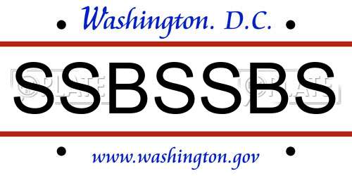 SSBSSBS District Of Columbia License Plate
