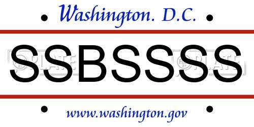 SSBSSSS District Of Columbia License Plate