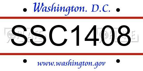 SSC1408 District Of Columbia License Plate