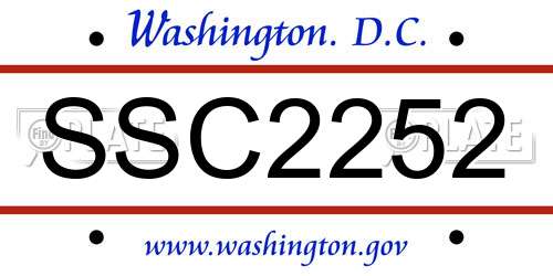 SSC2252 District Of Columbia License Plate