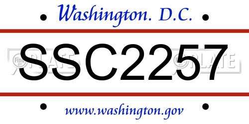 SSC2257 District Of Columbia License Plate
