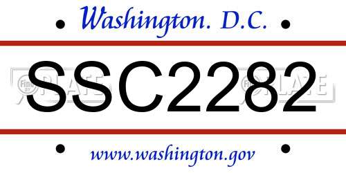 SSC2282 District Of Columbia License Plate