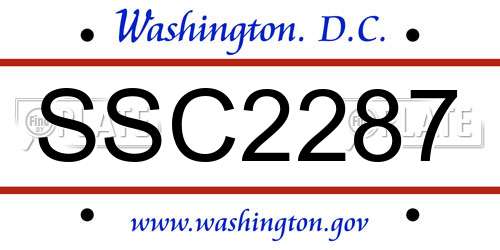 SSC2287 District Of Columbia License Plate