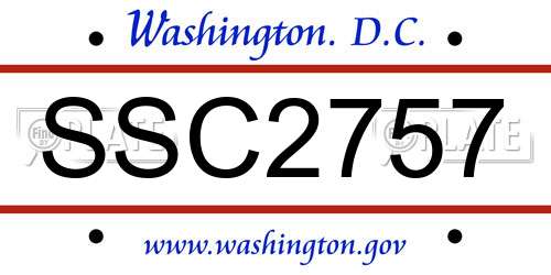 SSC2757 District Of Columbia License Plate
