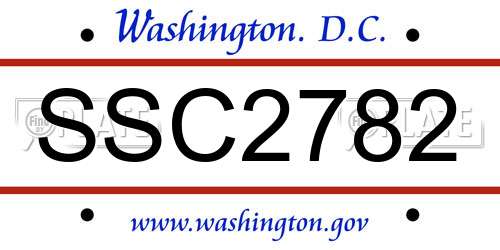 SSC2782 District Of Columbia License Plate