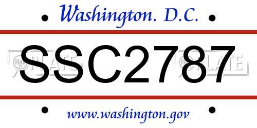 SSC2787 District Of Columbia License Plate