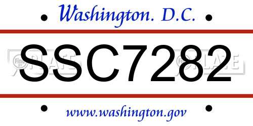 SSC7282 District Of Columbia License Plate