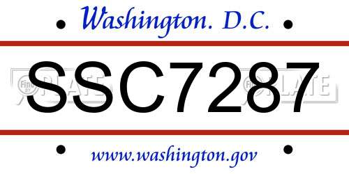 SSC7287 District Of Columbia License Plate