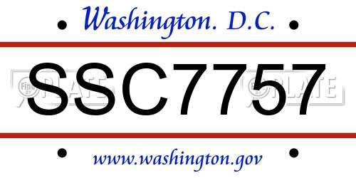 SSC7757 District Of Columbia License Plate