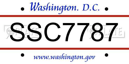 SSC7787 District Of Columbia License Plate