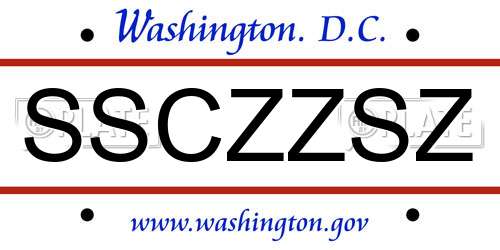 SSCZZSZ District Of Columbia License Plate