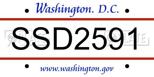 SSD2591 District Of Columbia License Plate