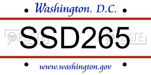 SSD265 District Of Columbia License Plate
