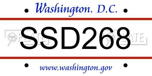 SSD268 District Of Columbia License Plate