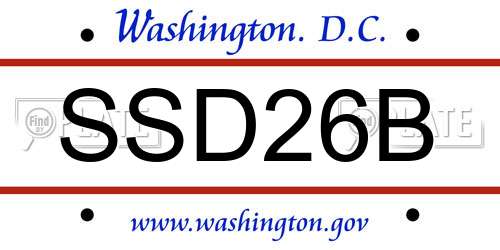 SSD26B District Of Columbia License Plate