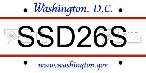 SSD26S District Of Columbia License Plate