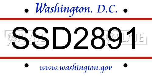 SSD2891 District Of Columbia License Plate