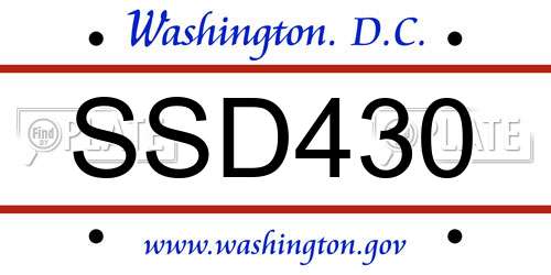 SSD430 District Of Columbia License Plate