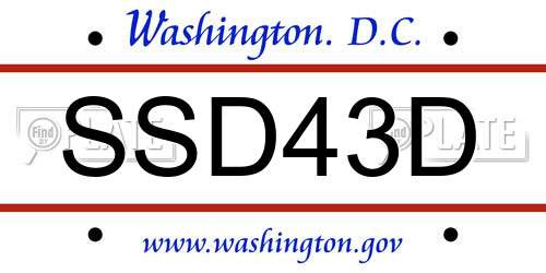 SSD43D District Of Columbia License Plate