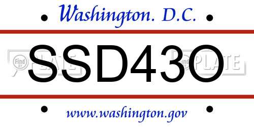 SSD43O District Of Columbia License Plate