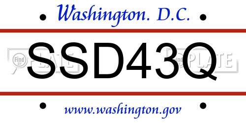 SSD43Q District Of Columbia License Plate